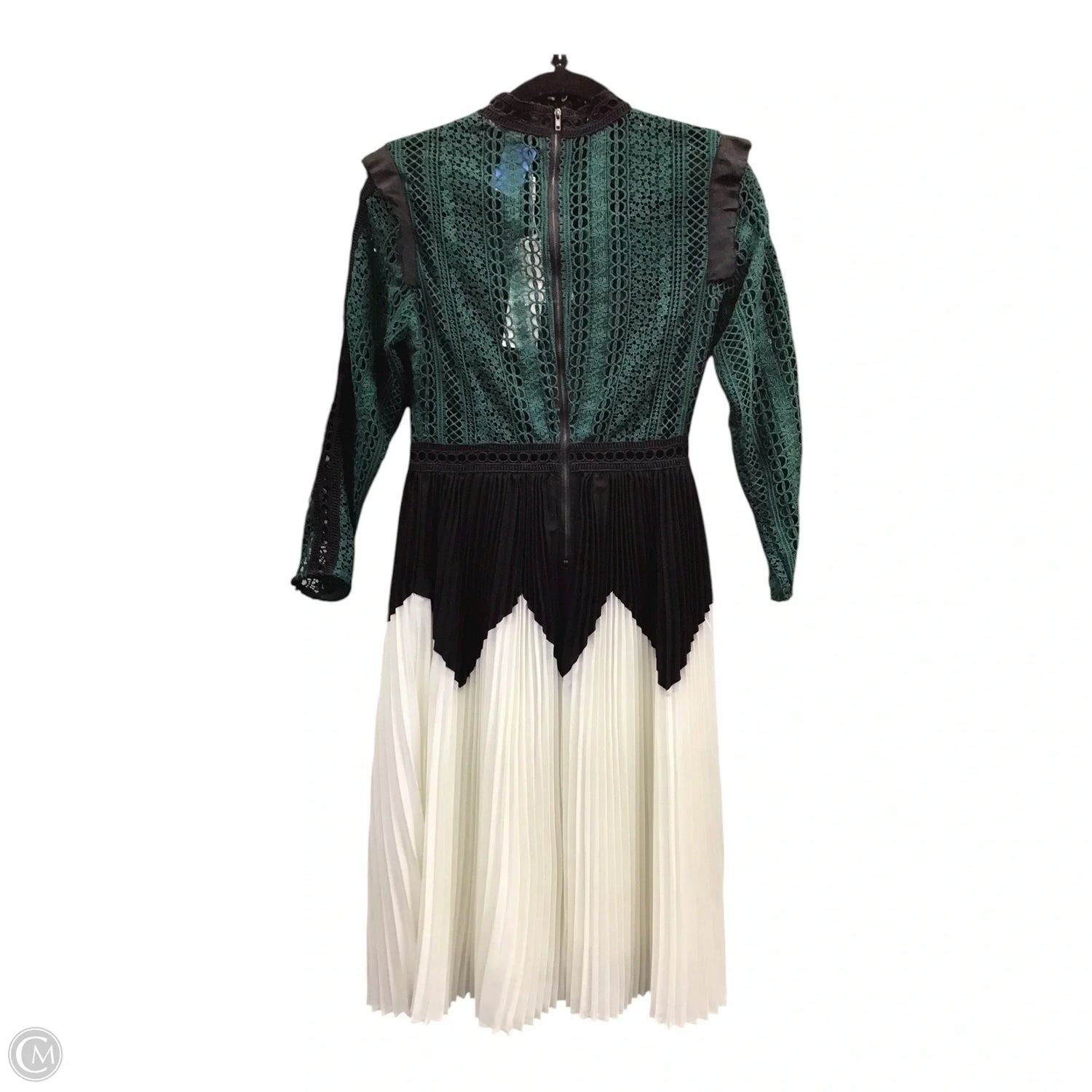 Dress Party Midi By Clothes Mentor In Cream & Green, Size: M