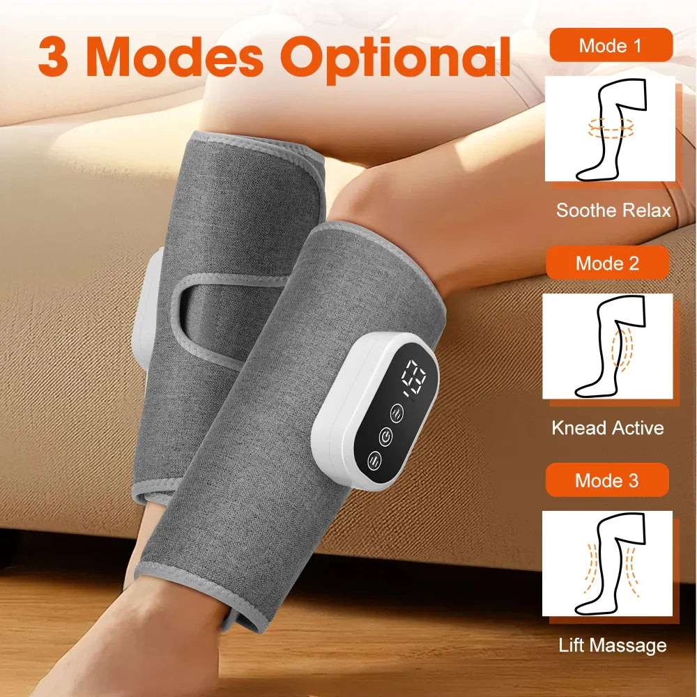 Electric Heating Leg Massager Wireless Rechargeable Air Compression Leg Calf Massage For Relief Relax Leg Muscles Health Care