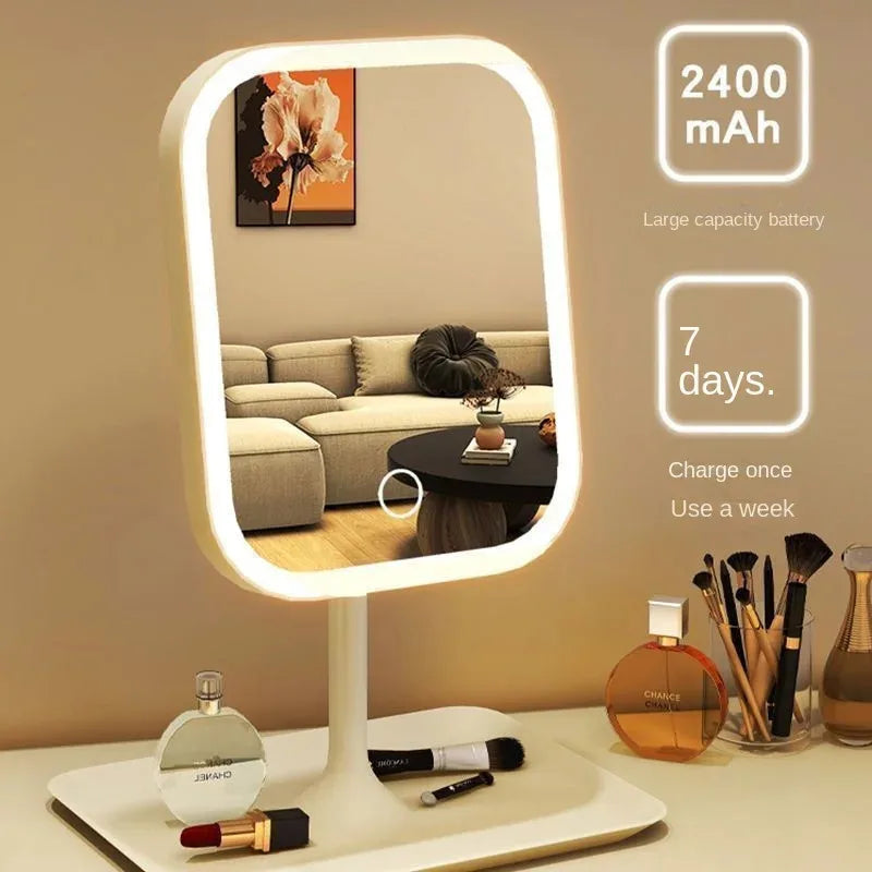 Niche Modern Desktop Vanity Mirror – 3-Color LED Makeup Mirror with Touch Control | FutaHome Bedroom & Dressing Table Decor