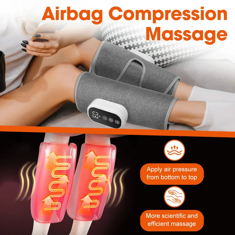 Electric Heating Leg Massager Wireless Rechargeable Air Compression Leg Calf Massage For Relief Relax Leg Muscles Health Care